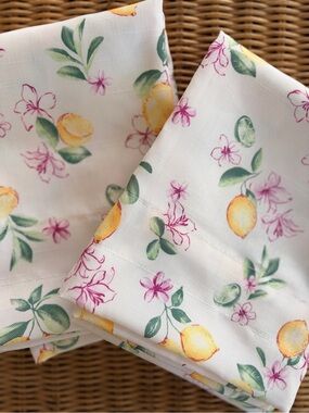 NWT Laura Ashley TIER CURTAINS 36 inch. Lemon Floral Cottage fruit